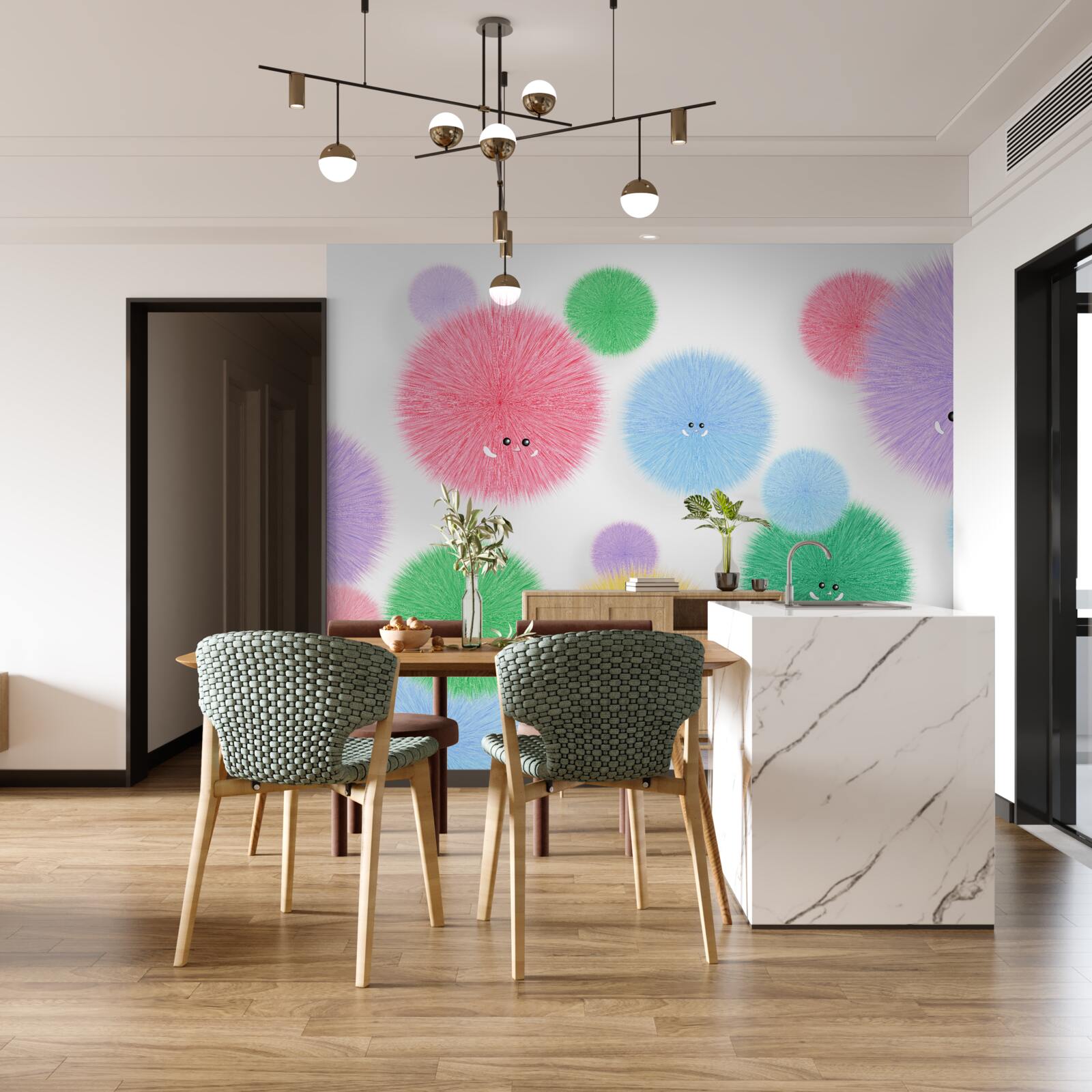 Фотошпалери кульки з гранями різних кольорів