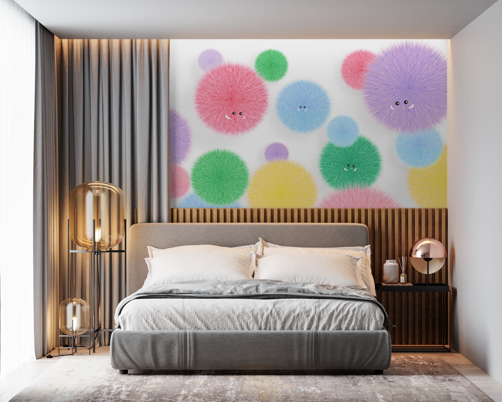 Фотошпалери кульки з гранями різних кольорів