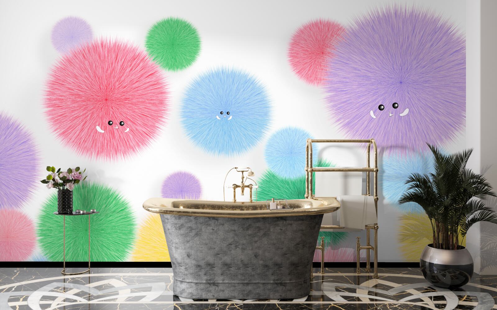 Фотошпалери кульки з гранями різних кольорів