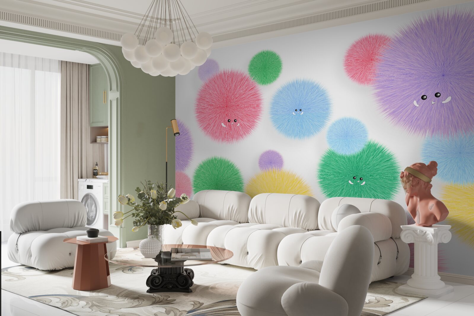 Фотошпалери кульки з гранями різних кольорів