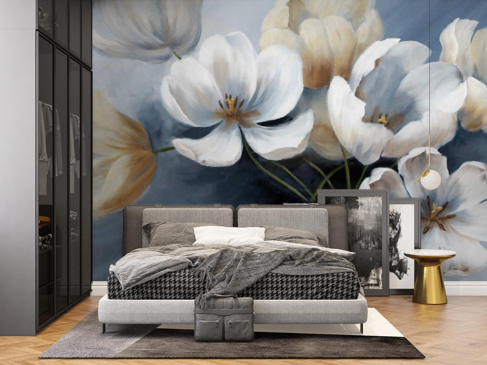 Фотошпалери розпис з великими яскравими квітами