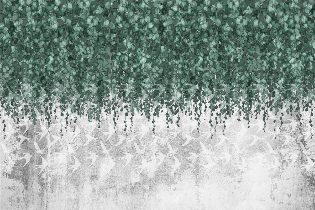 Фотошпалери рясні, зелені, пониклі гілки