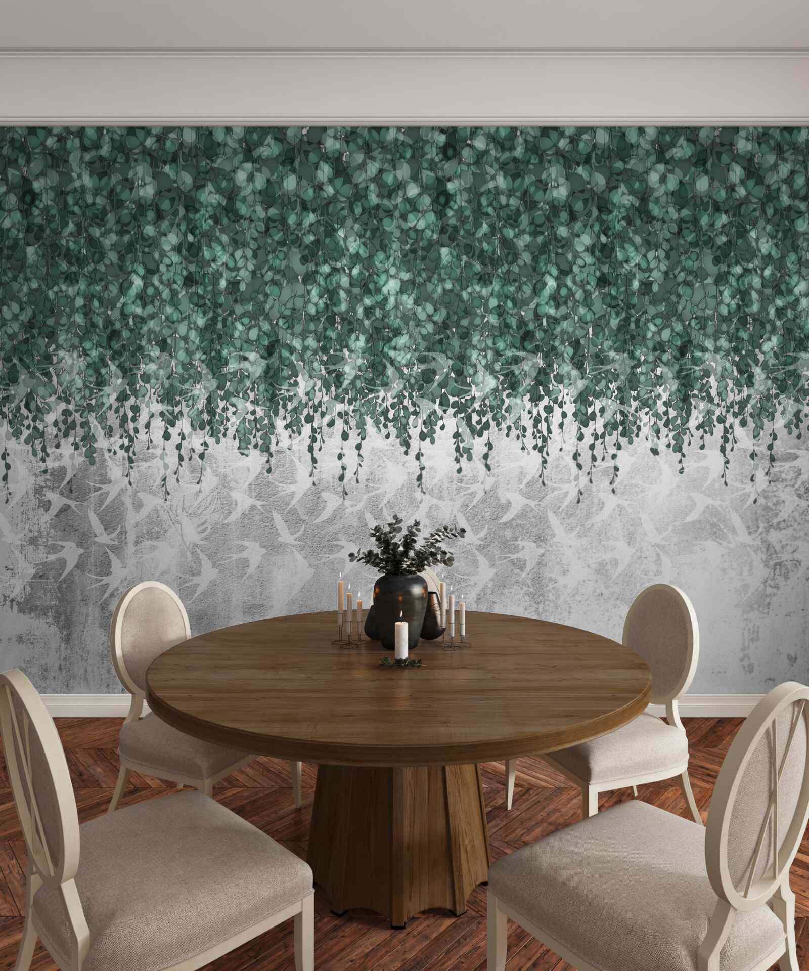 Фотошпалери рясні, зелені, пониклі гілки