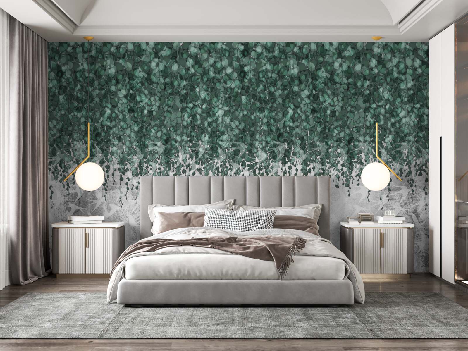 Фотошпалери рясні, зелені, пониклі гілки