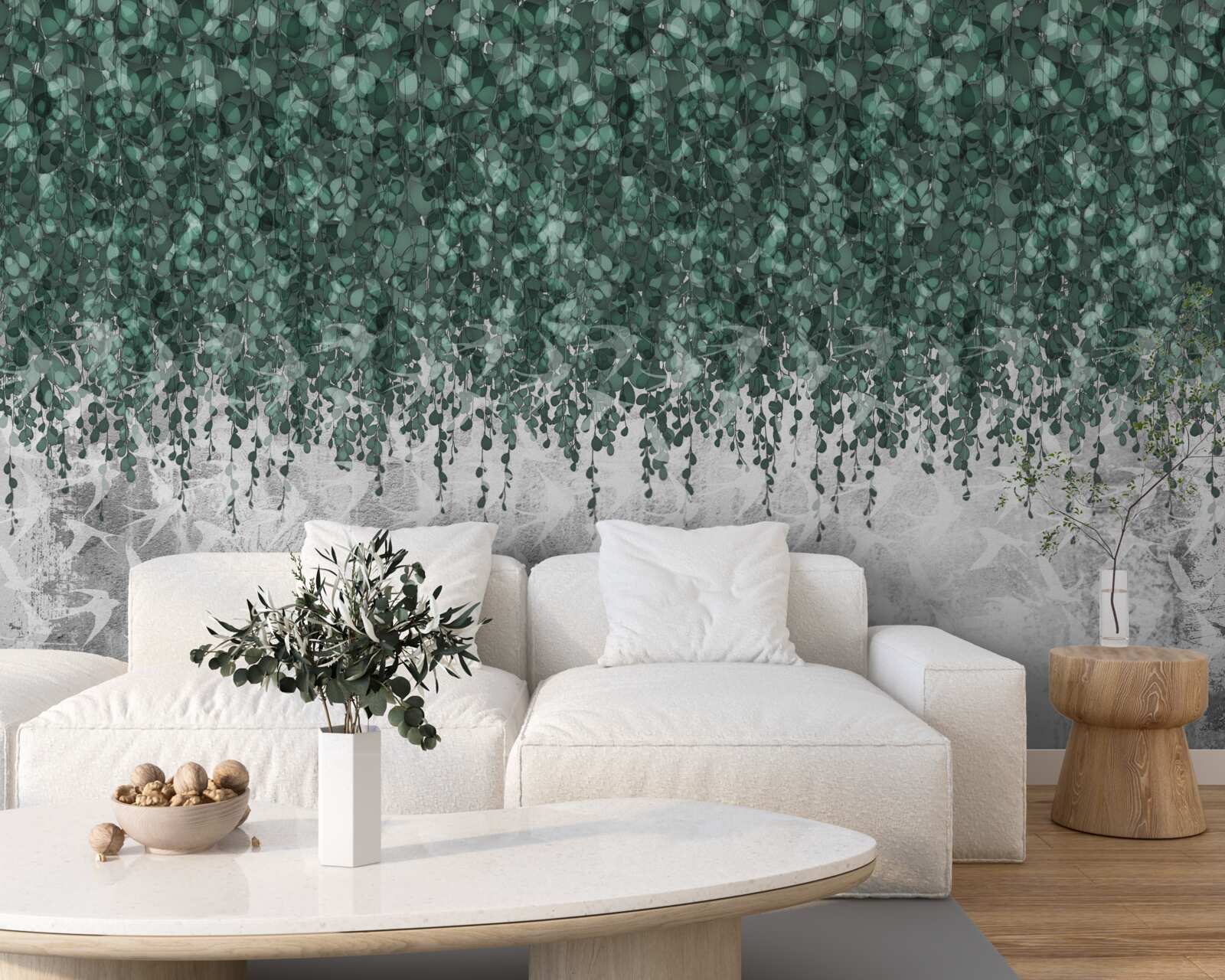 Фотошпалери рясні, зелені, пониклі гілки