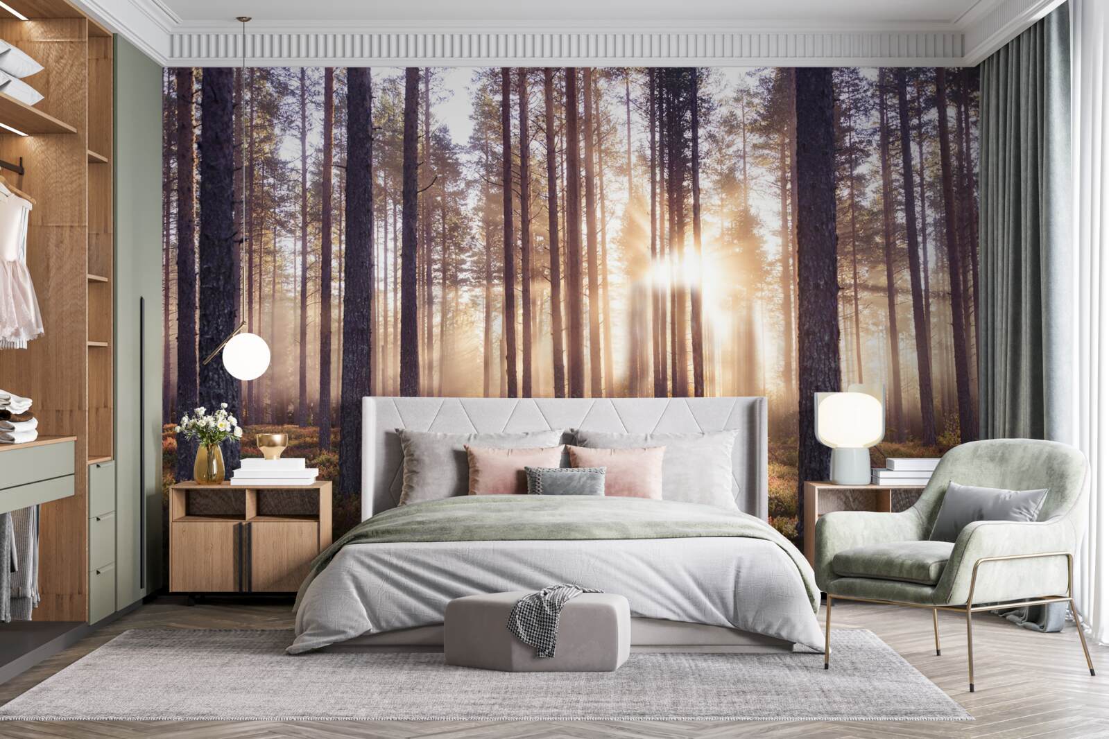 Фотошпалери ранок у лісі