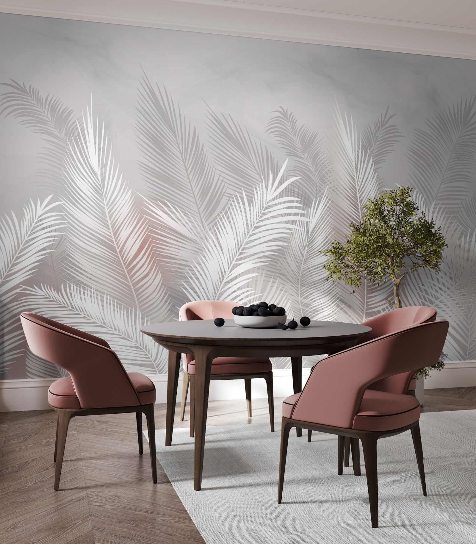 Фотошпалери пальмове листя на світлій поверхні