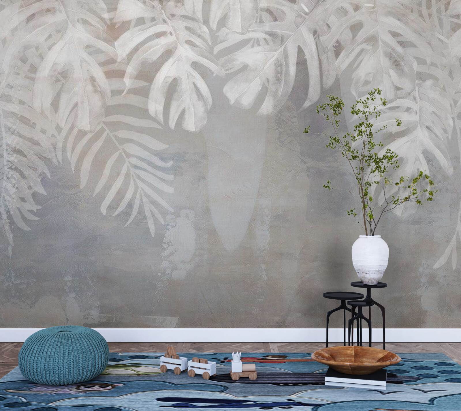 Фотошпалери біле пальмове листя