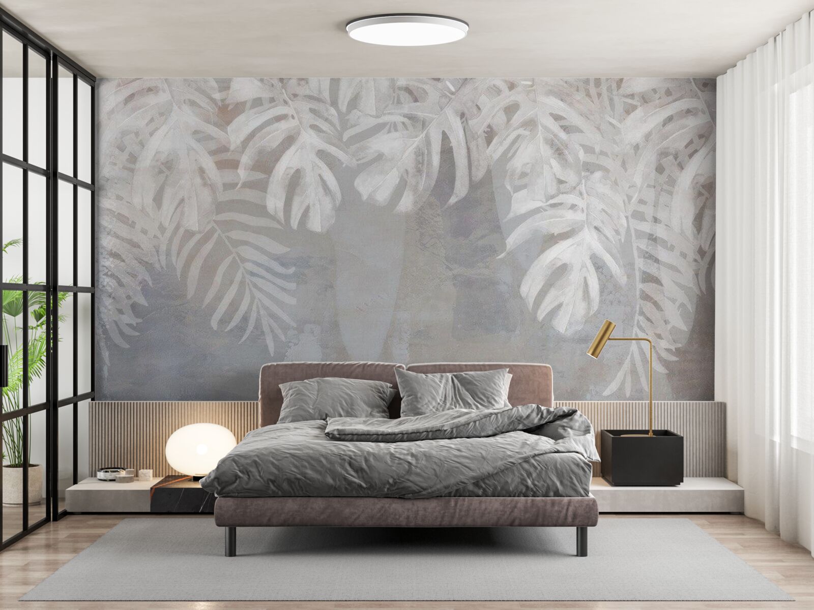 Фотошпалери біле пальмове листя