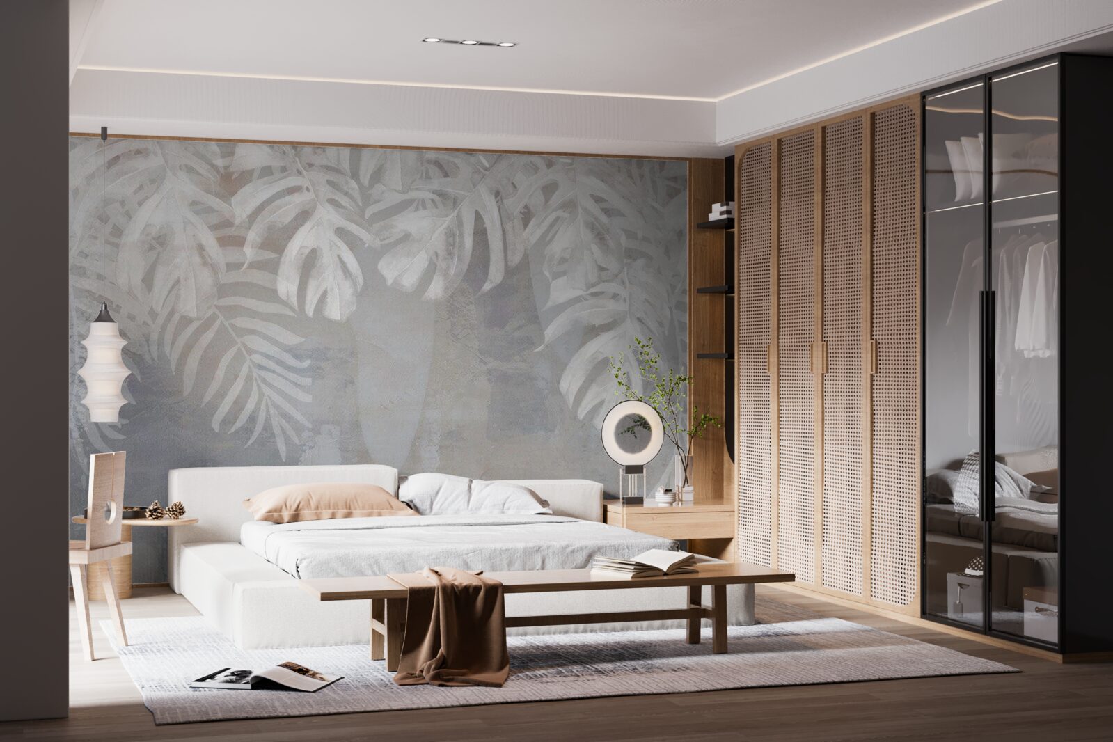 Фотошпалери біле пальмове листя