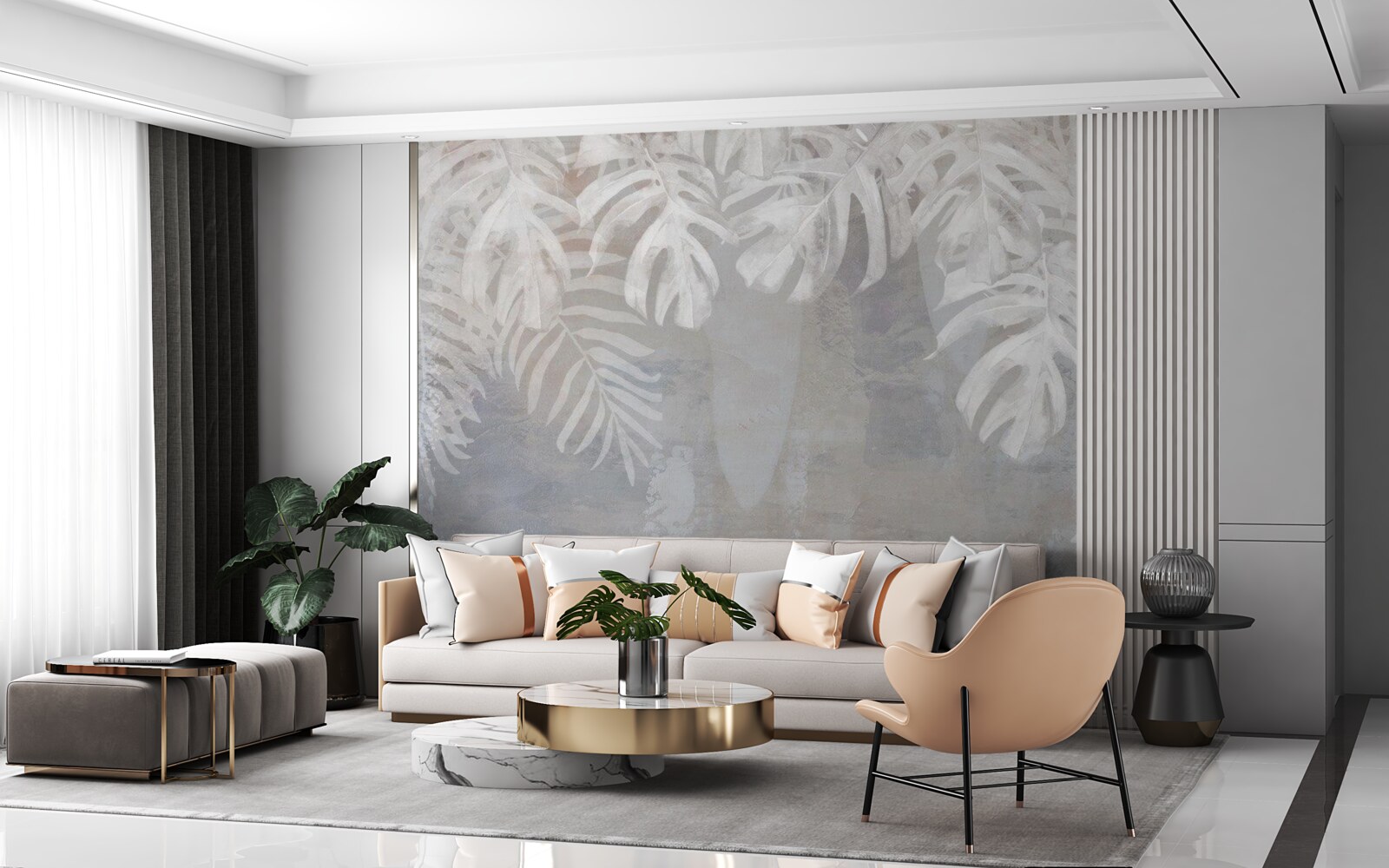 Фотошпалери біле пальмове листя