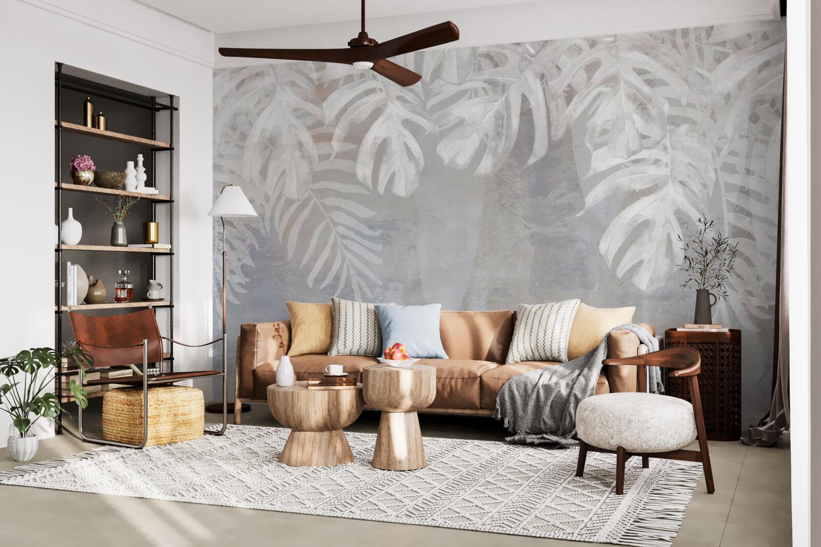 Фотошпалери біле пальмове листя