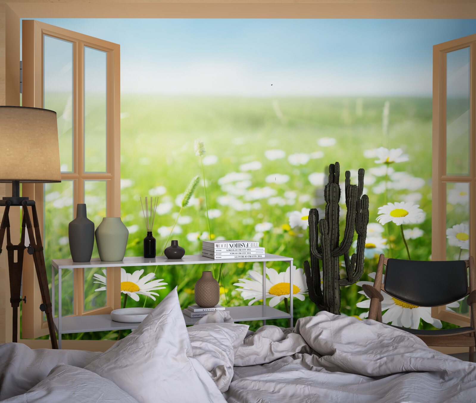 Фотошпалери панорама ромашкового поля