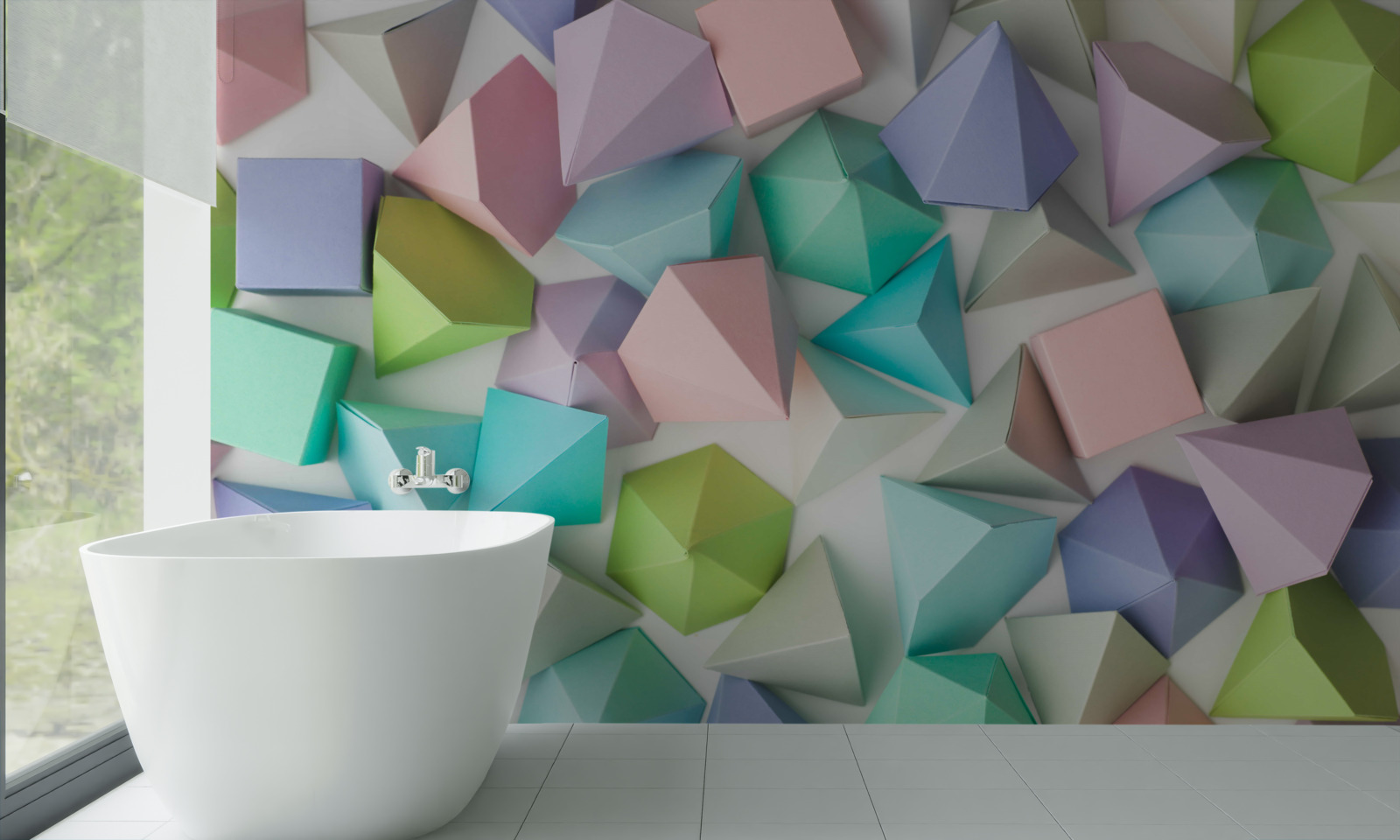 Фотошпалери об'ємні фігури різних кольорів і форм