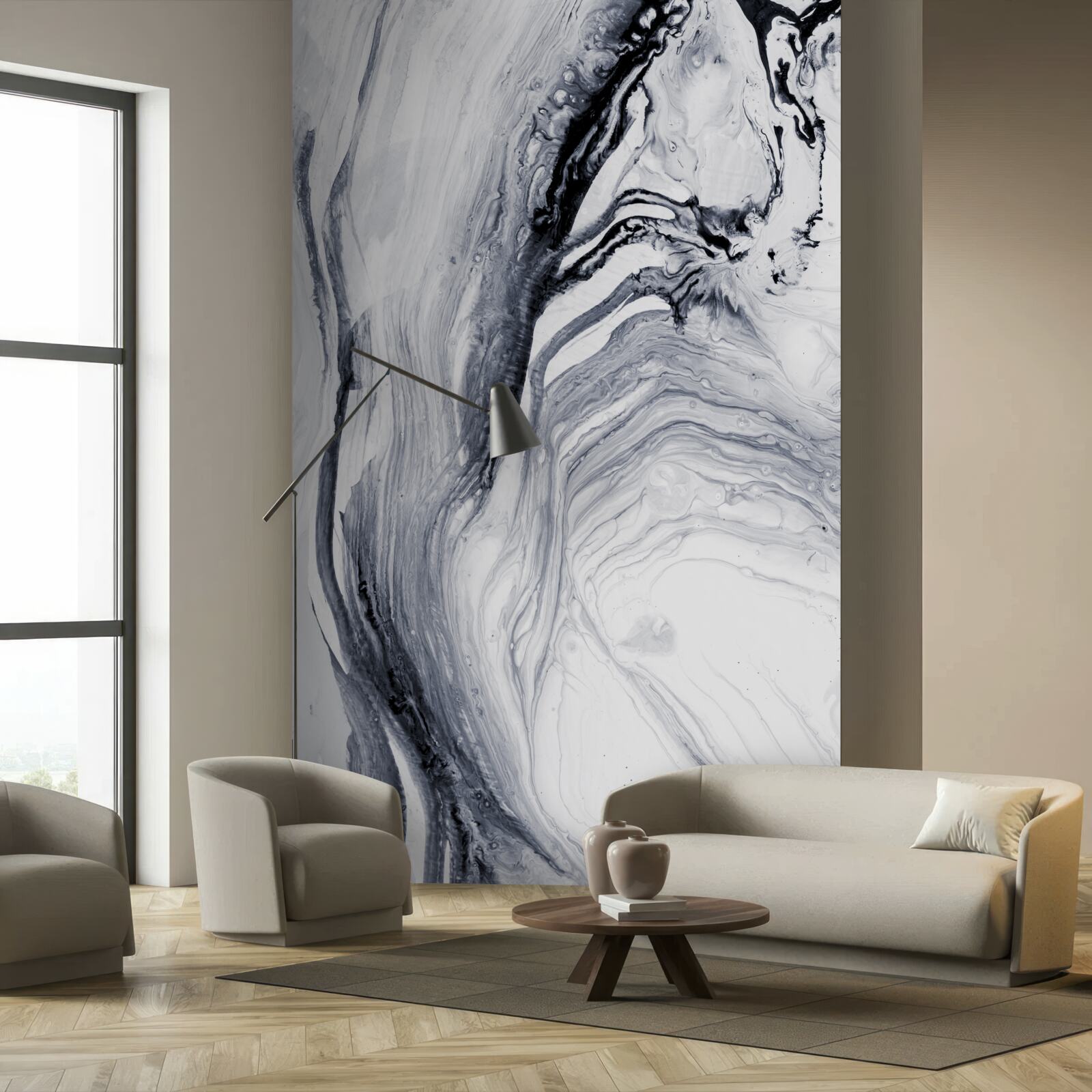 Фотошпалери розмиті сірі хвилі