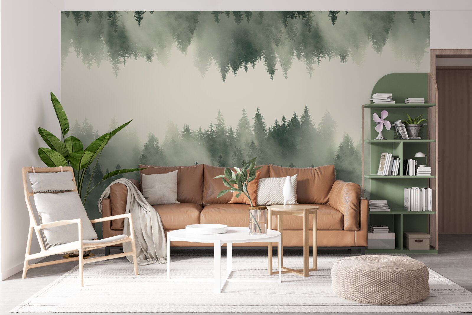 Фотошпалери туманний ліс з густою рослинністю