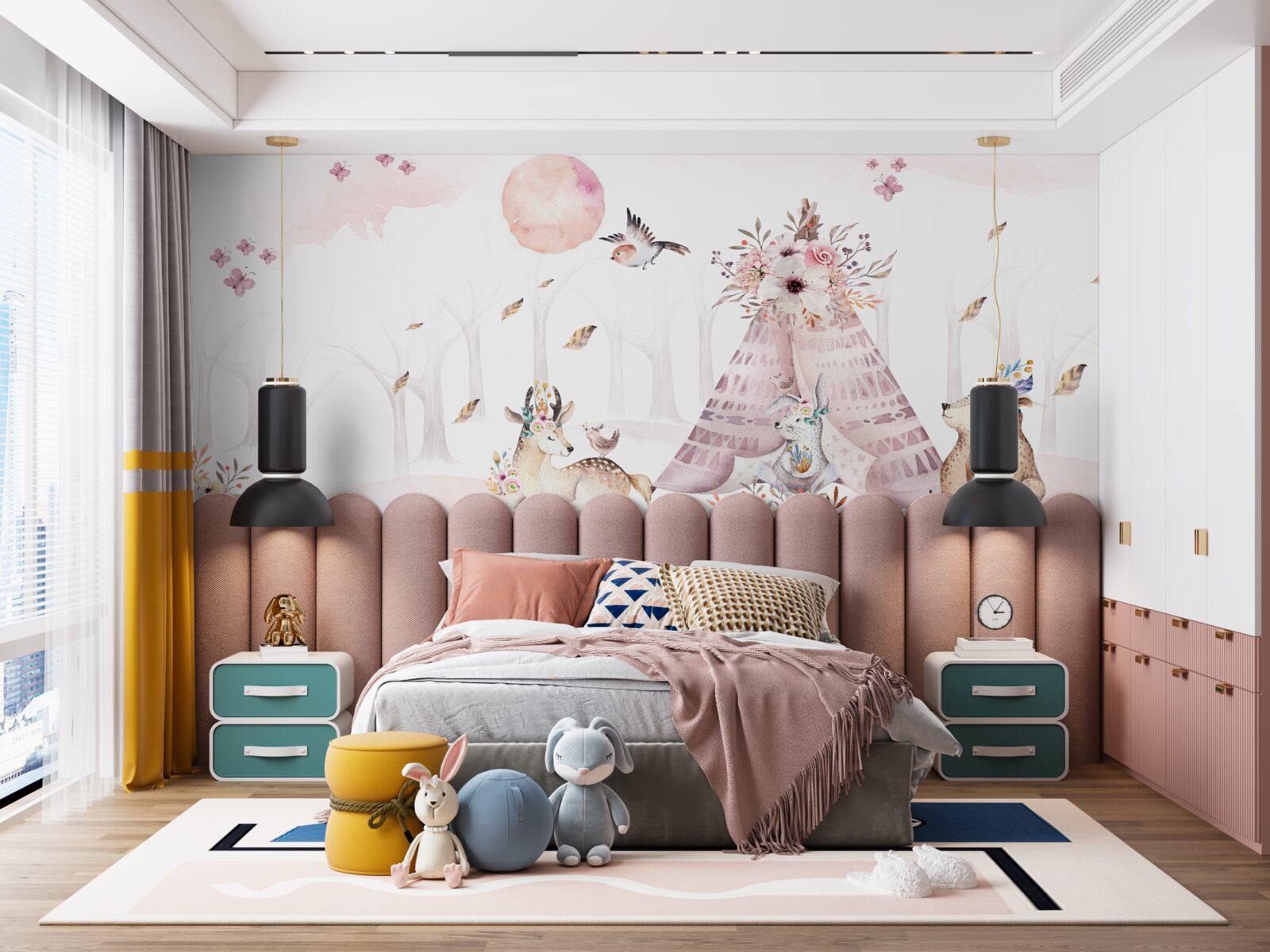 Фотошпалери тварини зібралися біля намету в лісі