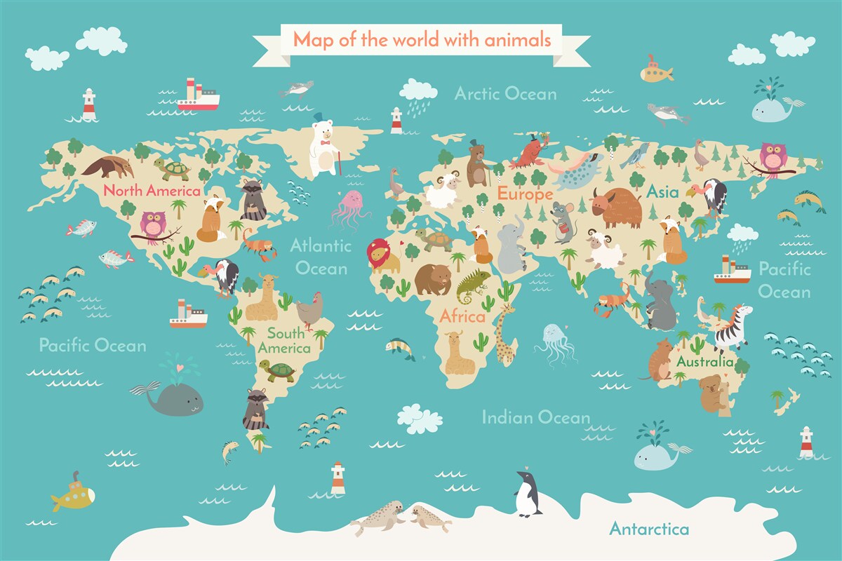 Фотошпалери карта світу з різними детальними елементами