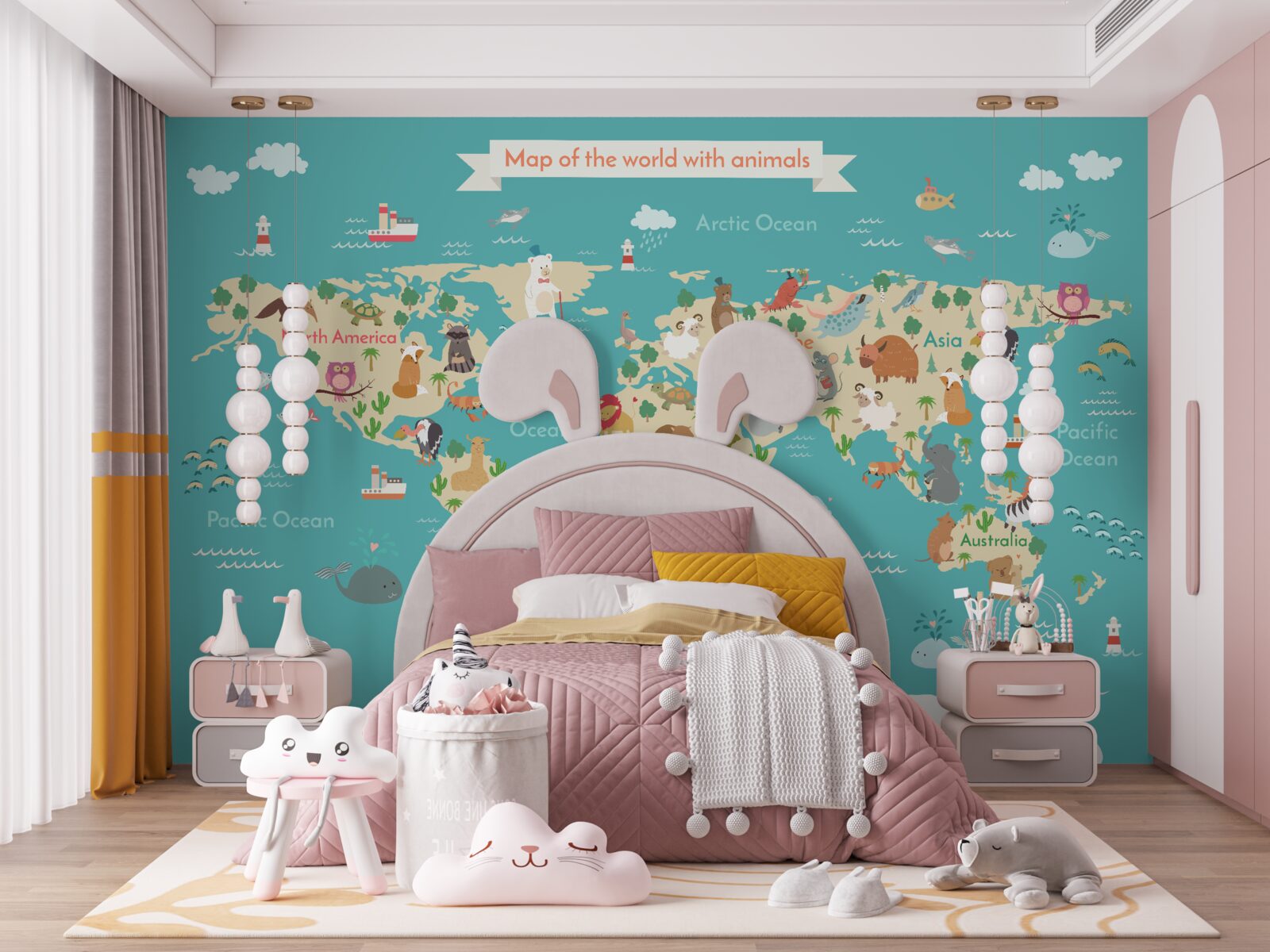 Фотошпалери карта світу з різними детальними елементами