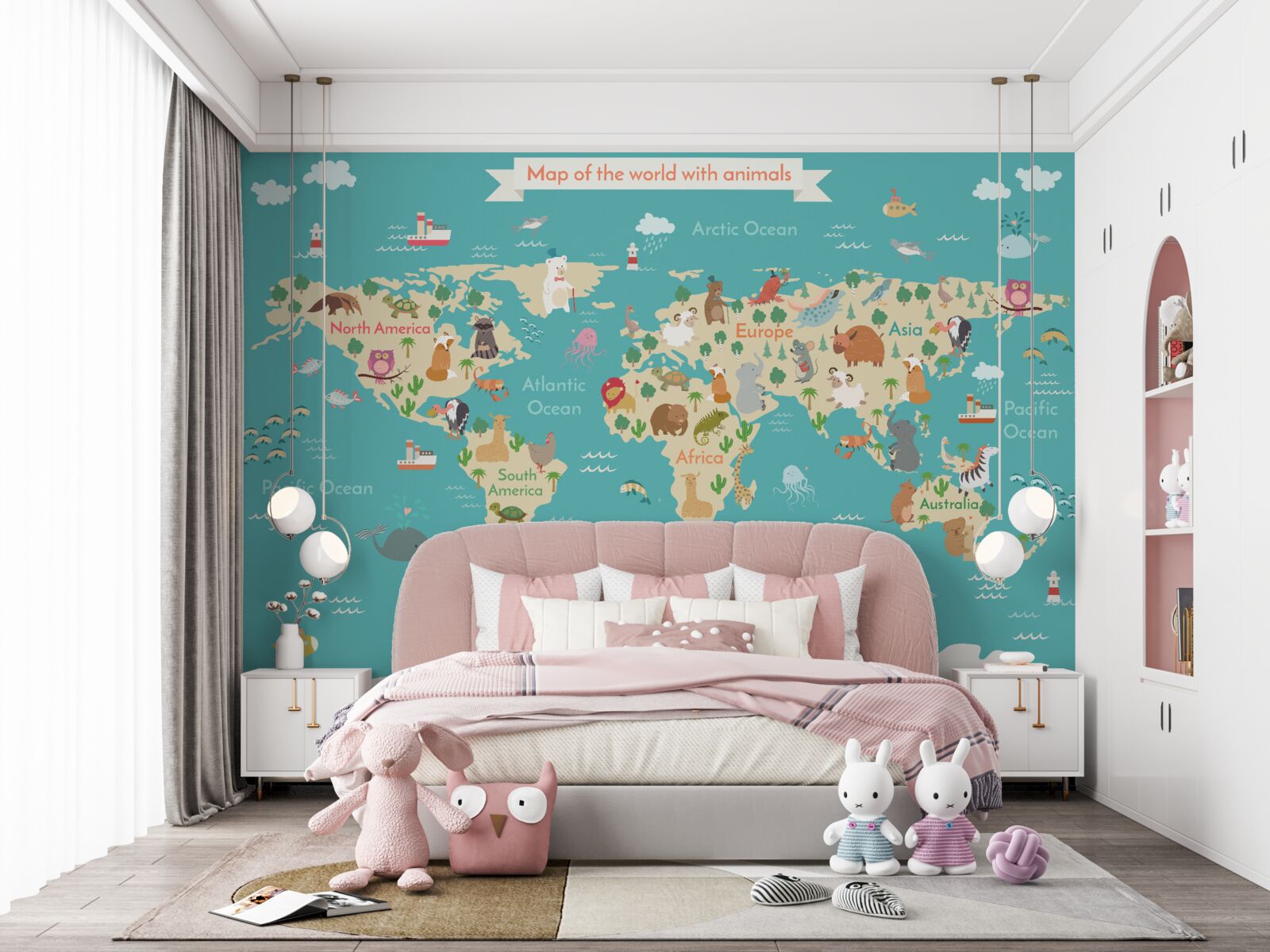 Фотошпалери карта світу з різними детальними елементами