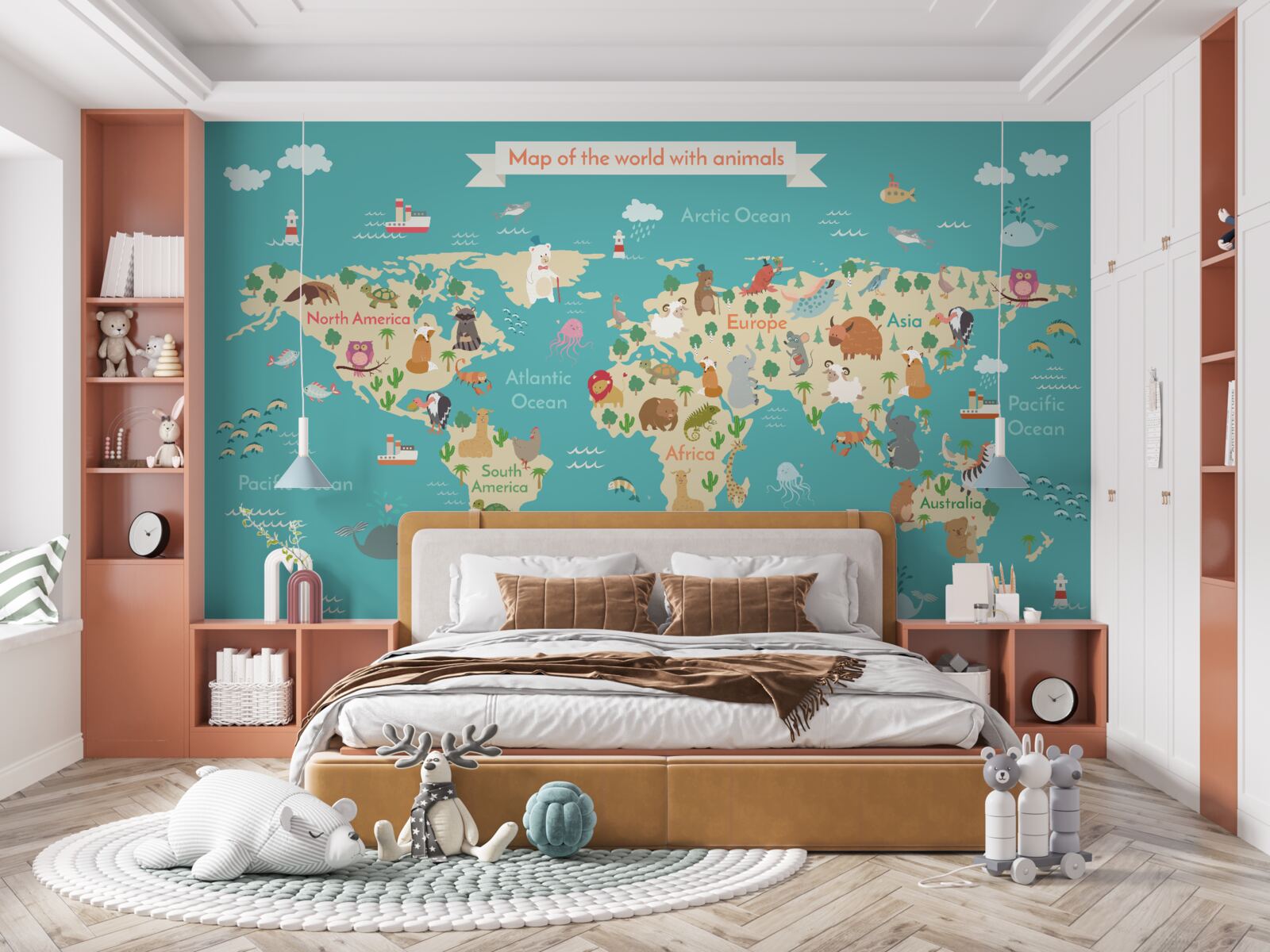 Фотошпалери карта світу з різними детальними елементами