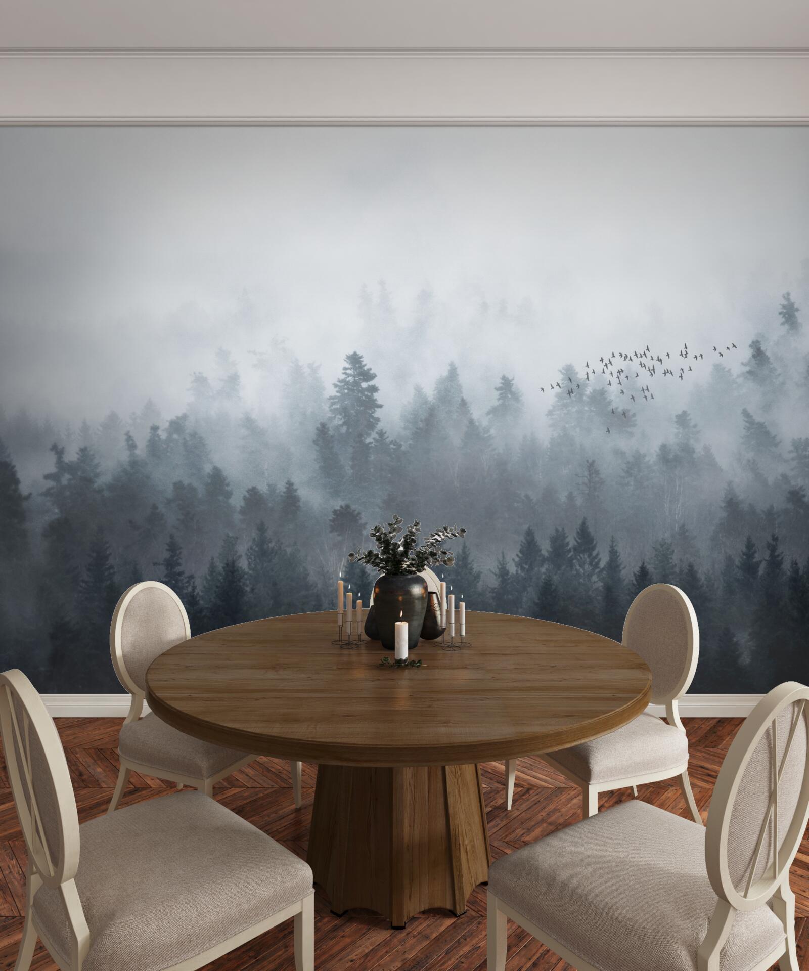 Фотошпалери ліс, оповитий туманом