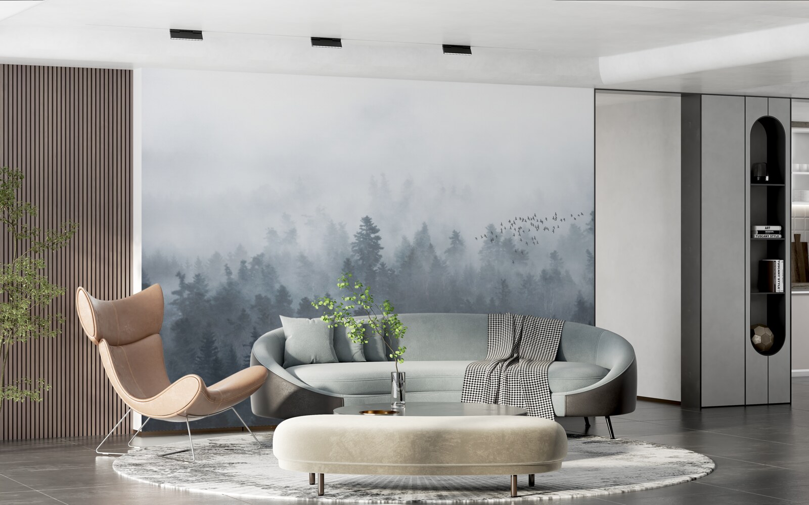 Фотошпалери ліс, оповитий туманом