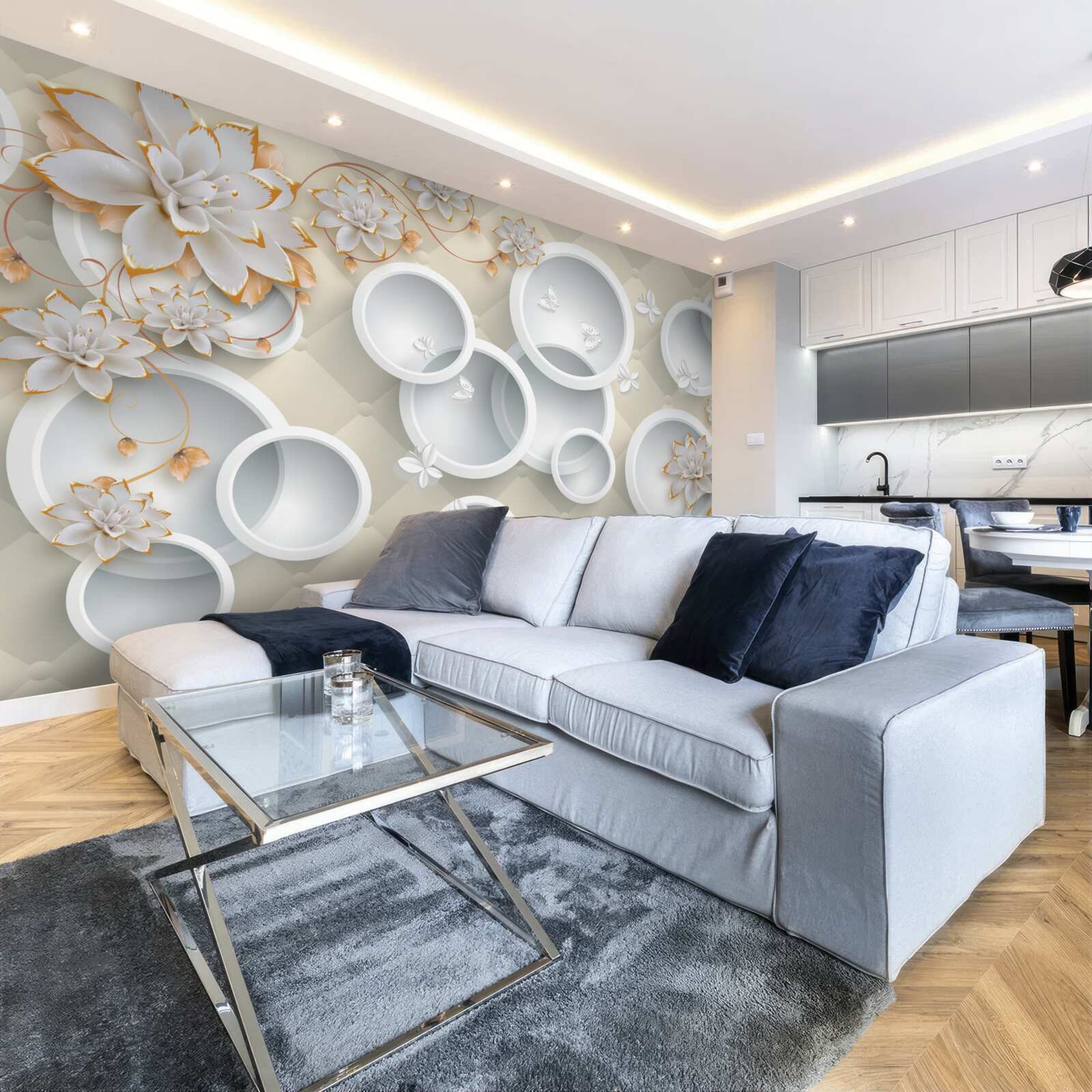 Фотошпалери світле тло з білими колами