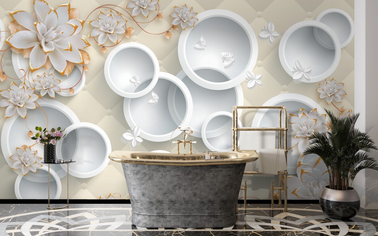 Фотошпалери світле тло з білими колами