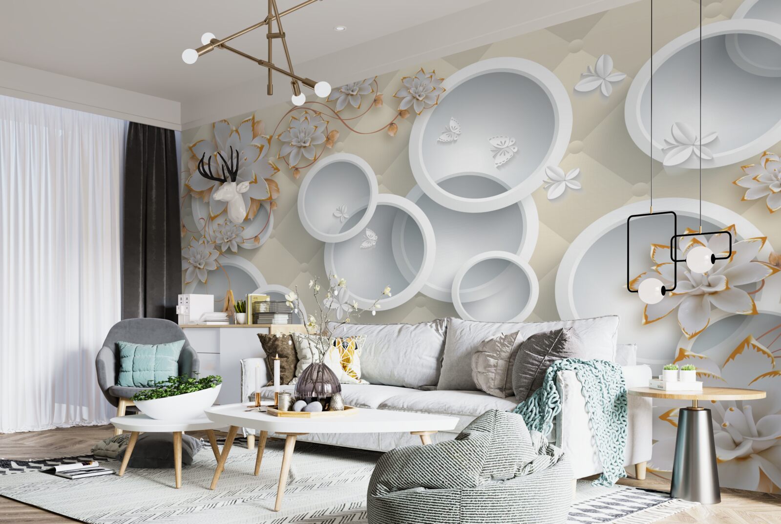 Фотошпалери світле тло з білими колами