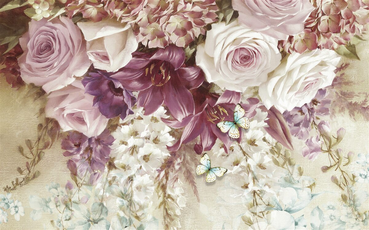 Фотошпалери квіткова композиція в пастельних тонах