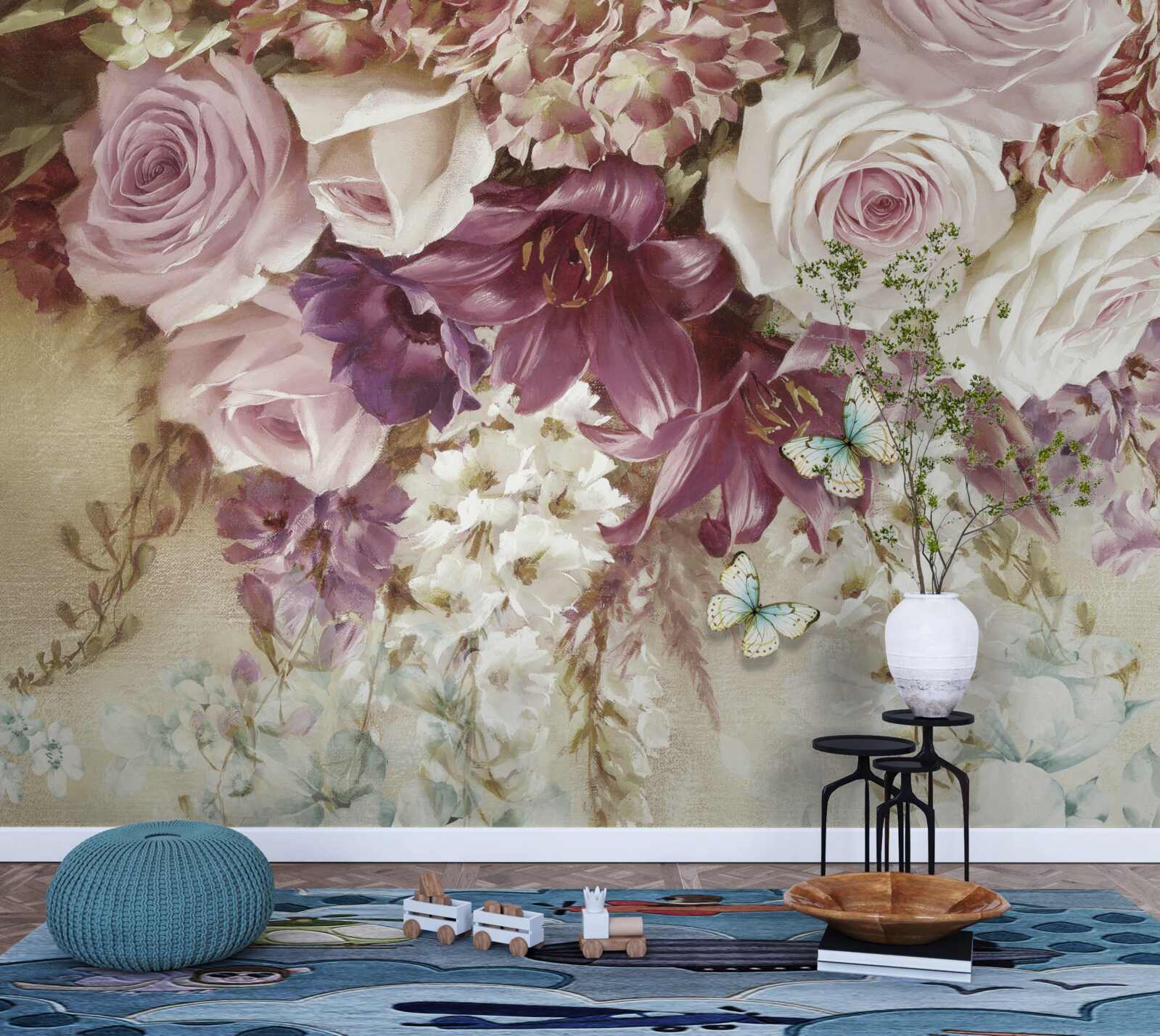 Фотошпалери квіткова композиція в пастельних тонах