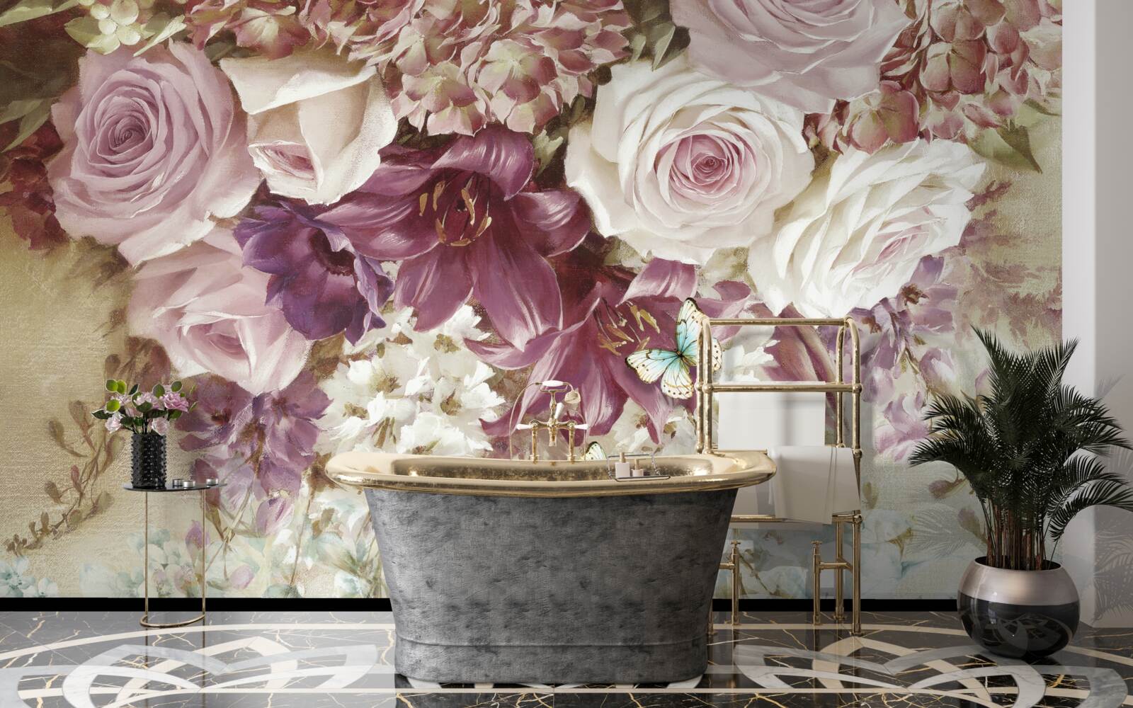 Фотошпалери квіткова композиція в пастельних тонах