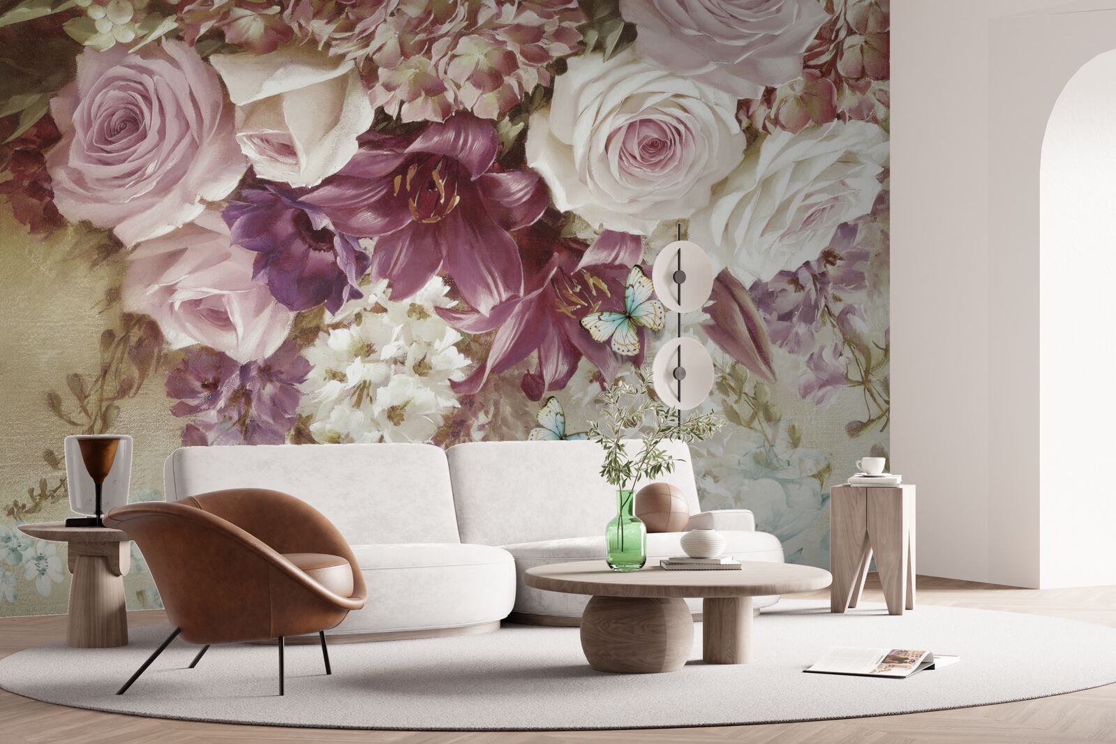 Фотошпалери квіткова композиція в пастельних тонах