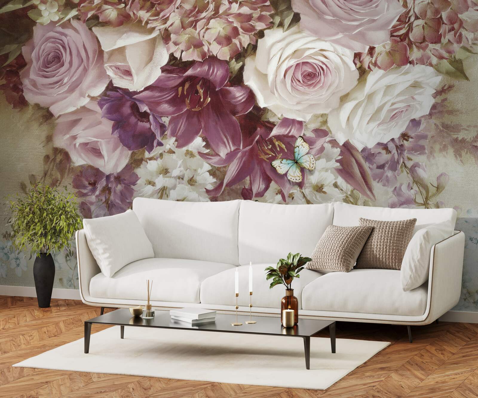 Фотошпалери квіткова композиція в пастельних тонах