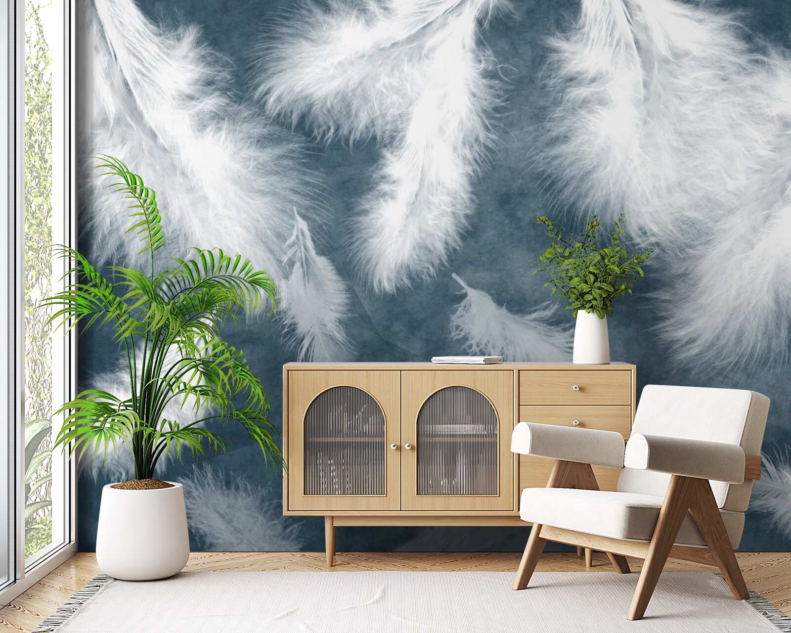 Фотошпалери ширяюче білосніжне пір'я