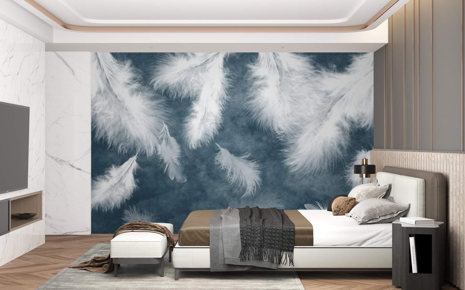 Фотошпалери ширяюче білосніжне пір'я