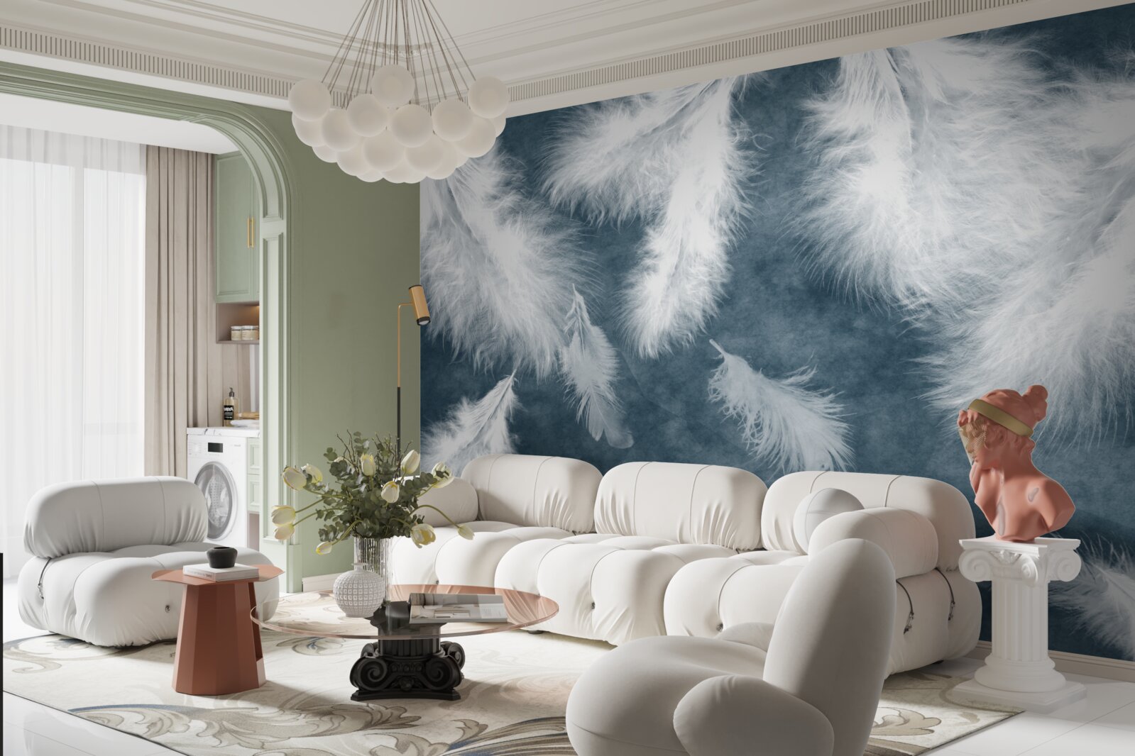 Фотошпалери ширяюче білосніжне пір'я