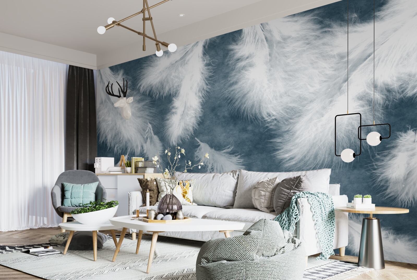 Фотошпалери ширяюче білосніжне пір'я