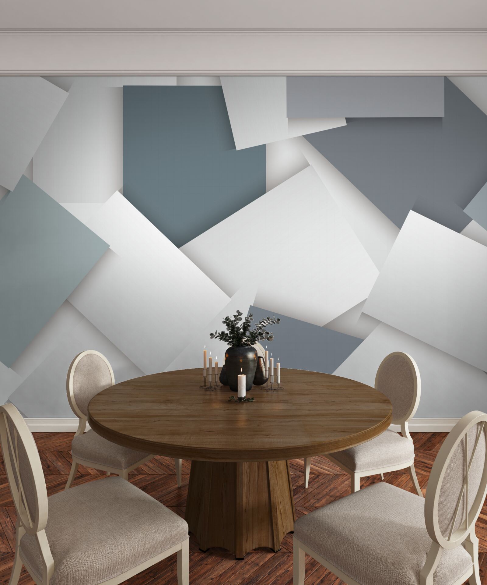 Фотошпалери квадрати білі та сірі