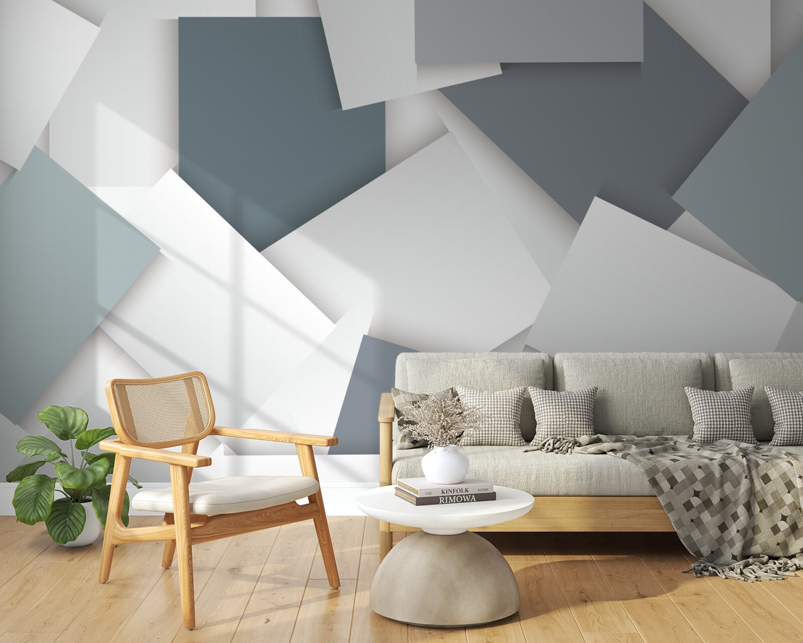 Фотошпалери квадрати білі та сірі