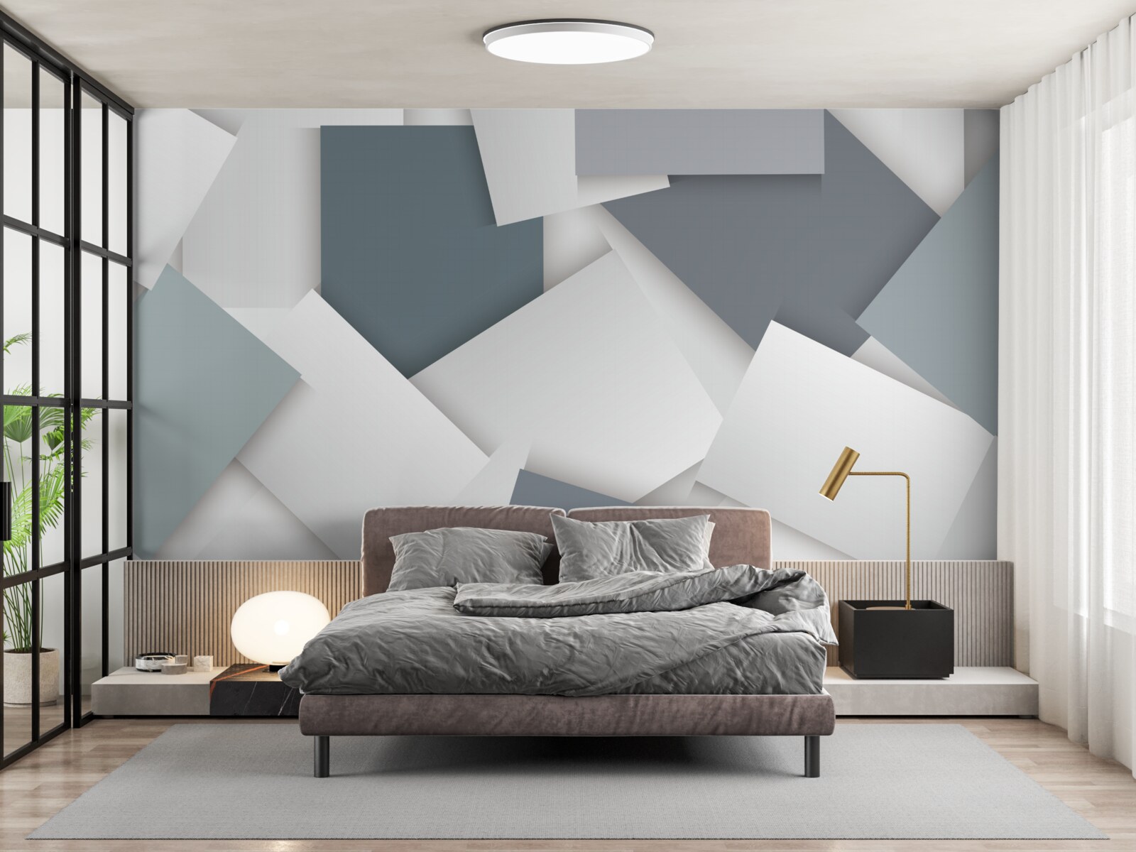 Фотошпалери квадрати білі та сірі