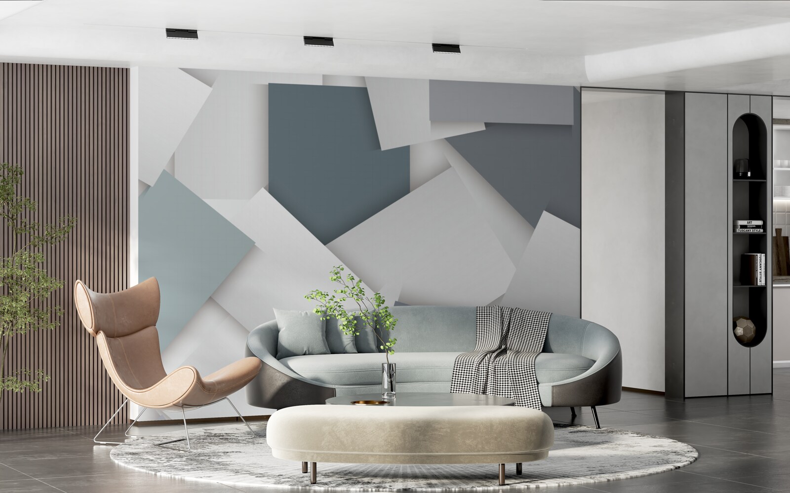 Фотошпалери квадрати білі та сірі