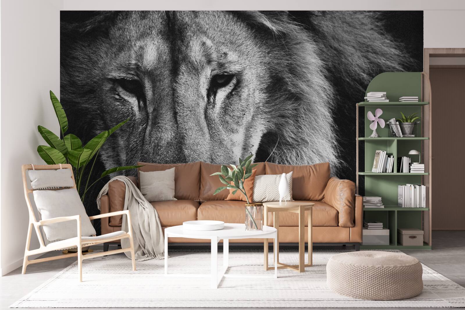 Фотошпалери чорно-білий портрет дорослого лева