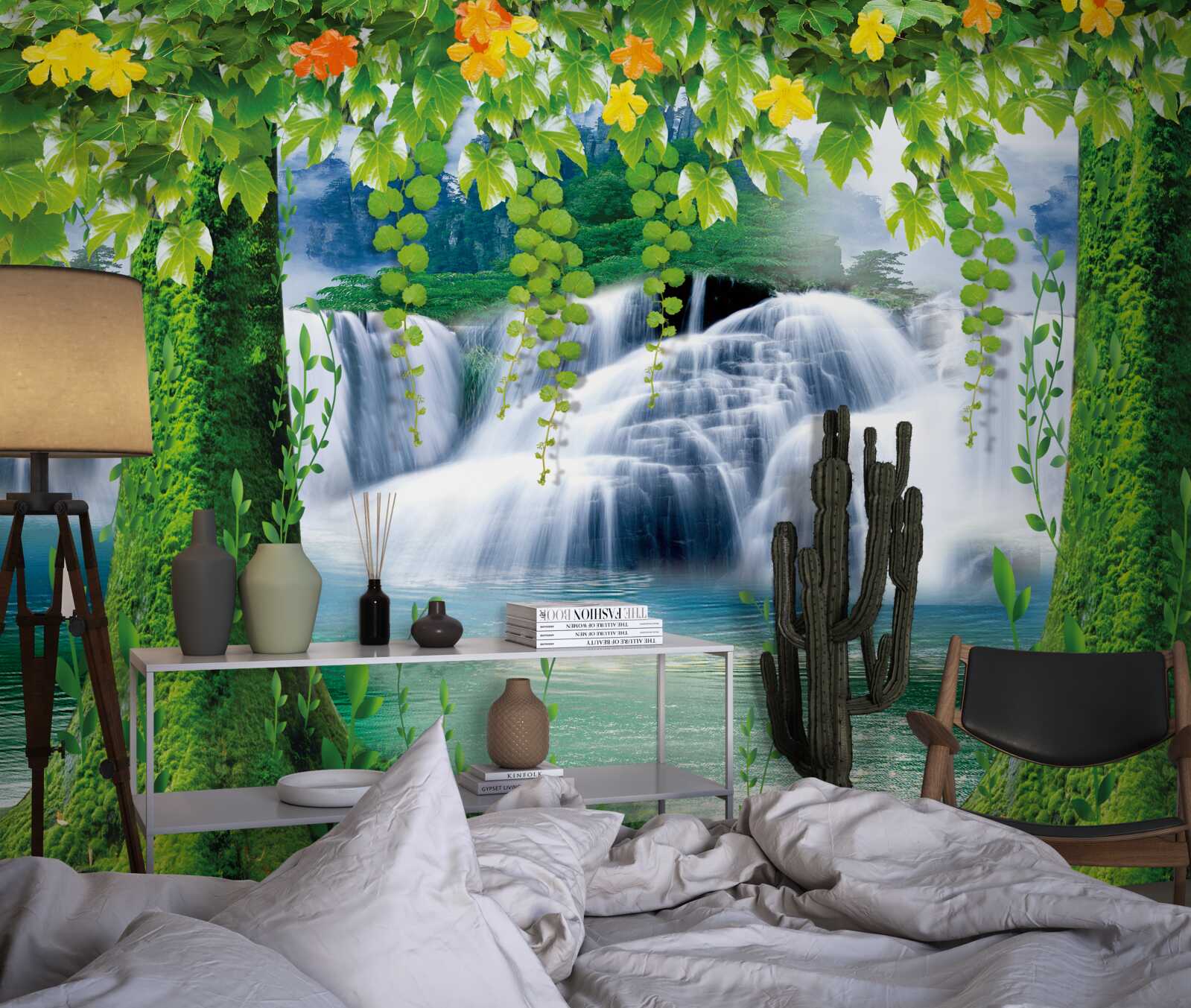 Фотошпалери красиві ступінчасті водоспади