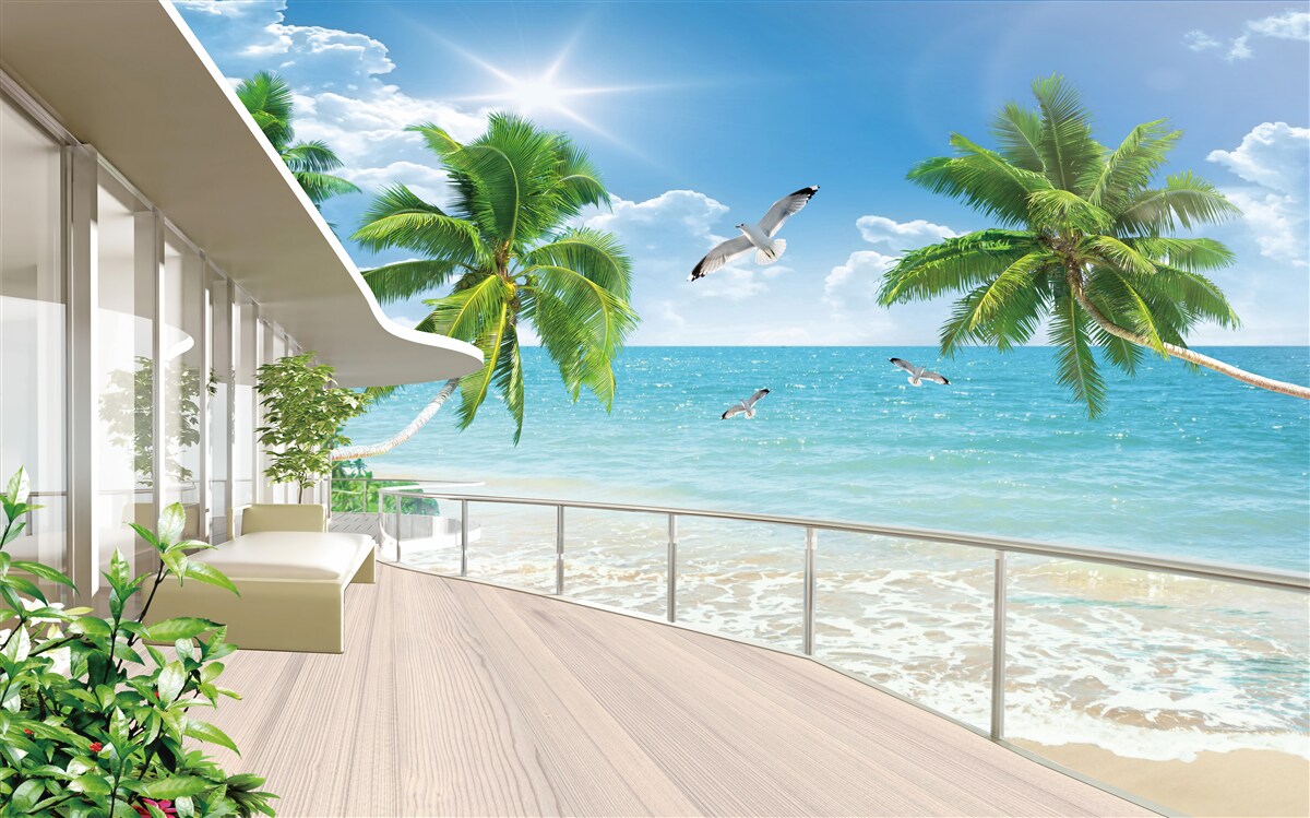 Фотошпалери розкішна вілла на березі моря