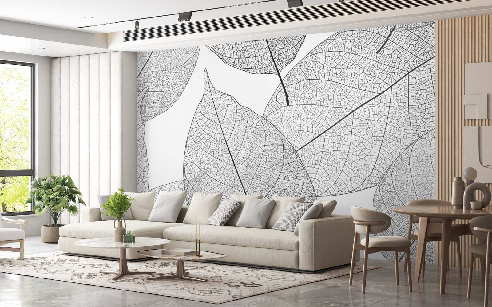 Фотошпалери прозоре велике листя