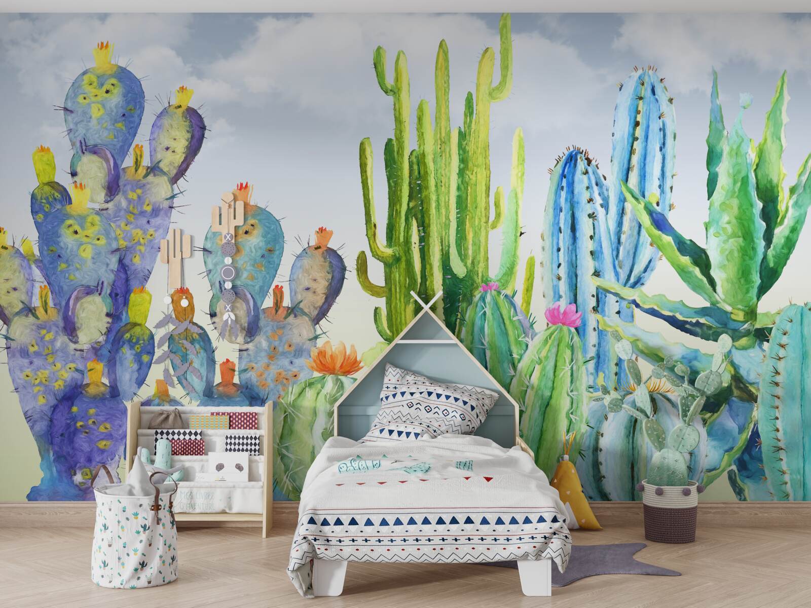 Фотошпалери великі кактуси різних кольорів