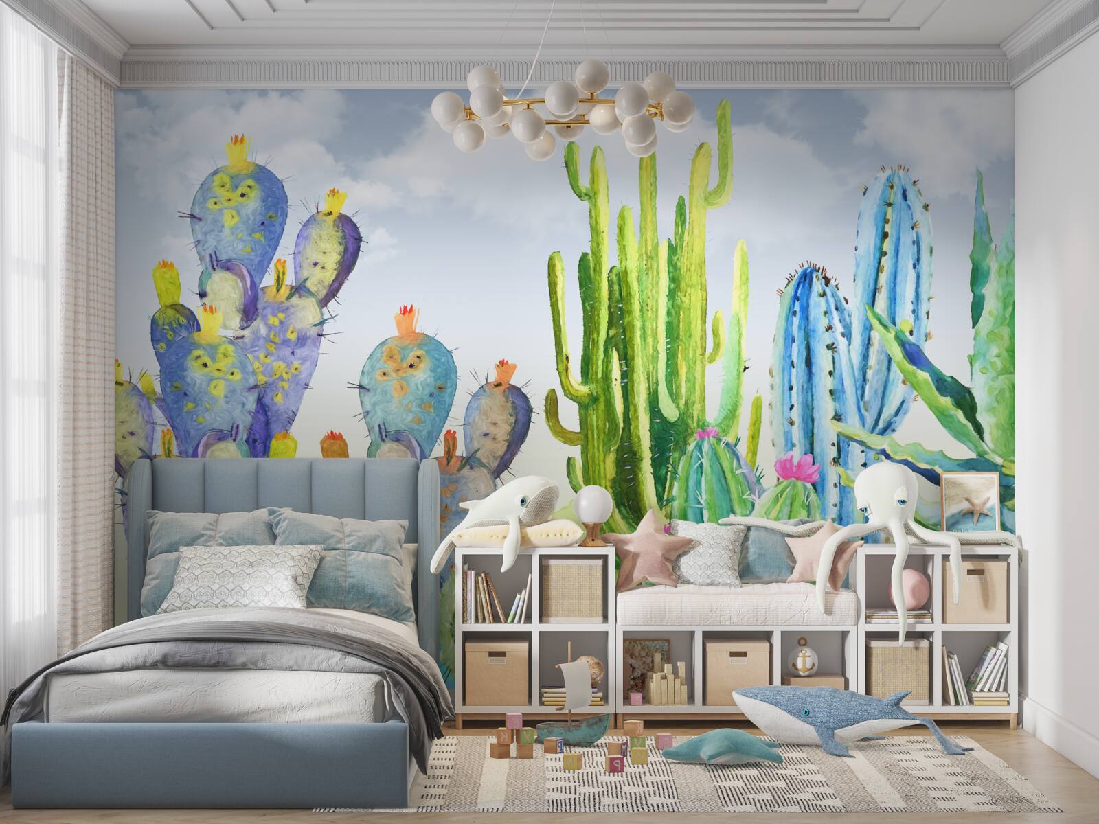 Фотошпалери великі кактуси різних кольорів