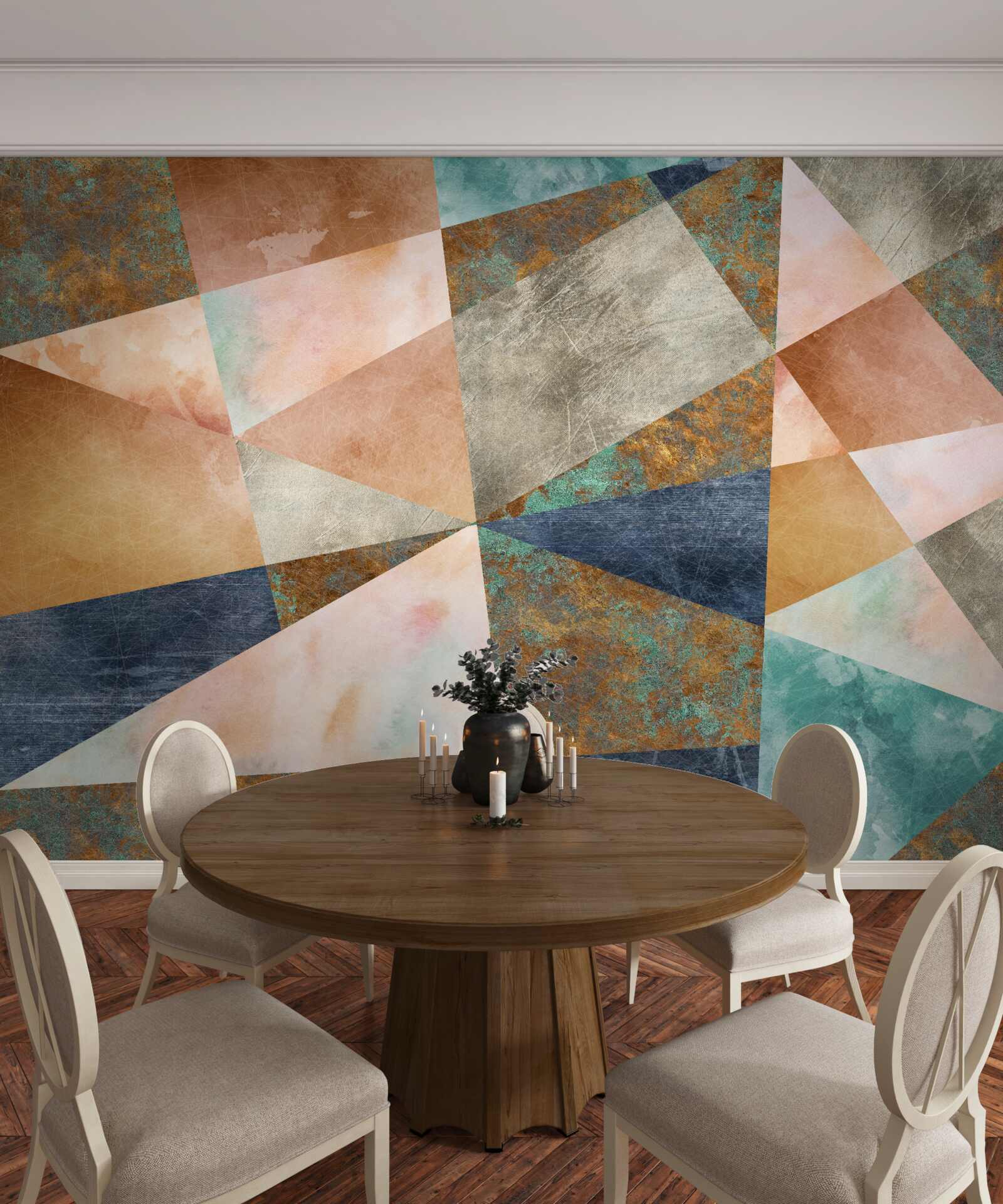 Фотошпалери геометричні фігури в різних кольорах